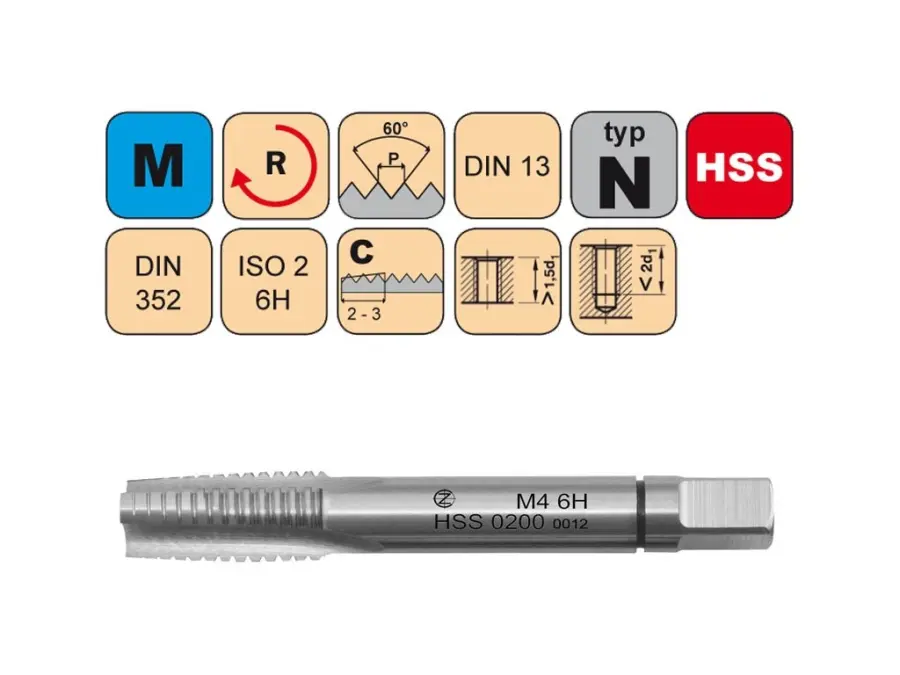 Sadový závitník M10x1,5 I ISO2 HSS DIN 352 - 0200
