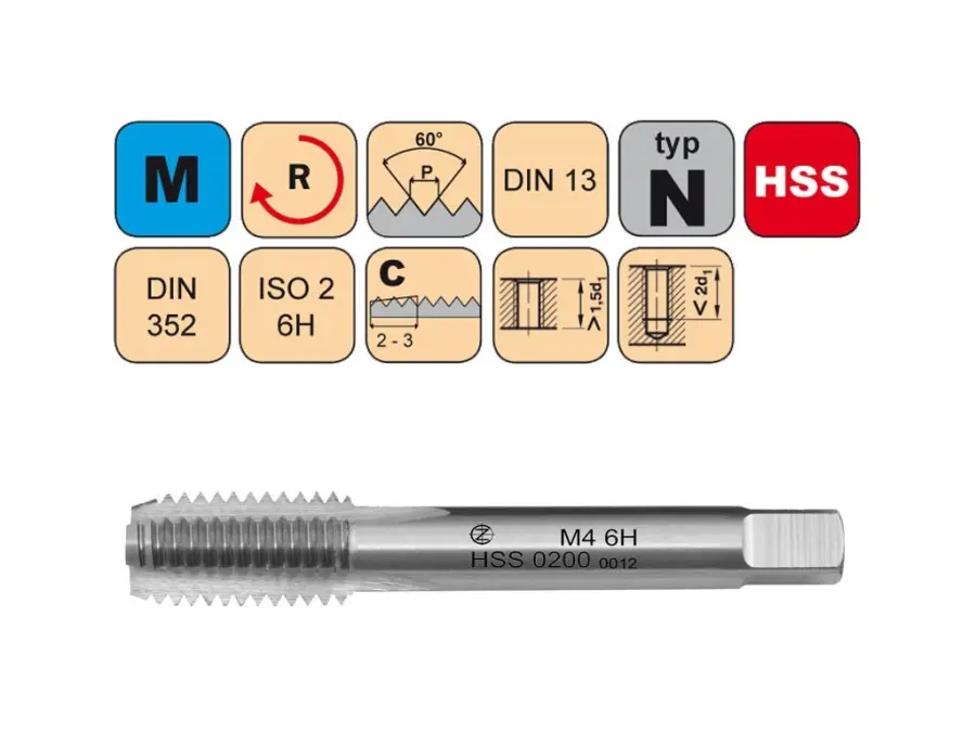 Sadový závitník M6x1 III ISO2 HSS DIN 352 - 0200
