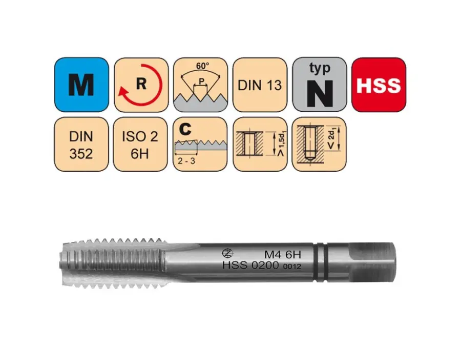 Sadový závitník M9x1,25 II ISO2 HSS DIN 352 - 0200