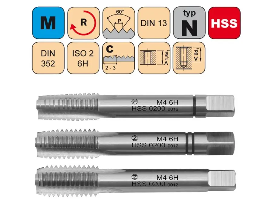 Sadový závitník M9x1,25 SADA ISO2 HSS DIN 352 - 0200