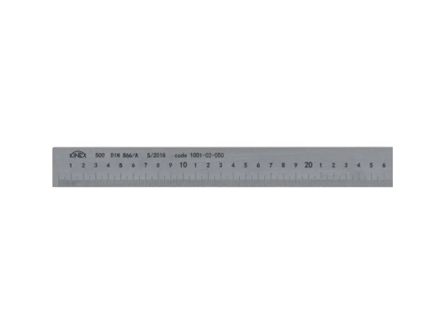 Měřítko NEREZ OCEL 500x30x6 mm ploché s přesahem - popis laserem, DIN 866/A KINEX