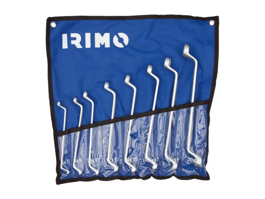 Sada oboustranných zahnutých očkových klíčů, textilní pouzdro, 8 ks IRIMO