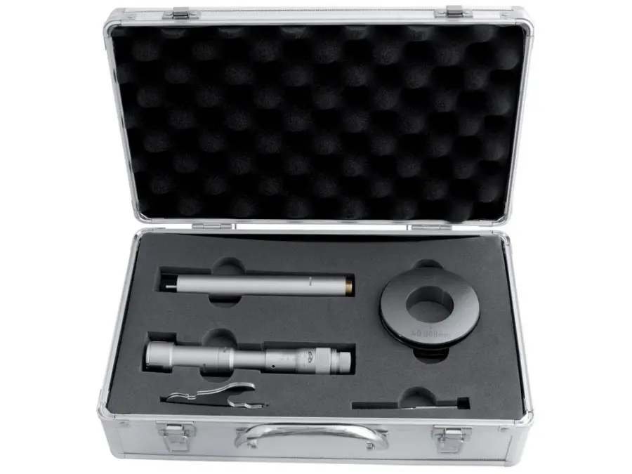 Mikrometr třídotekový pr.6-100 mm, včetně nastavovacího kroužku a prodloužení DIN 863, NOVÝ MODEL - Al přepravní box 0,004 mm 6-8 mm KINEX