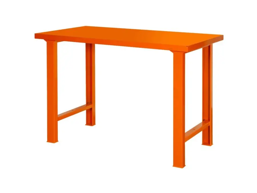 Pracovní stůl s ocelovou pracovní deskou a boční zásuvkovou skříní 1500x750x1030mm červená