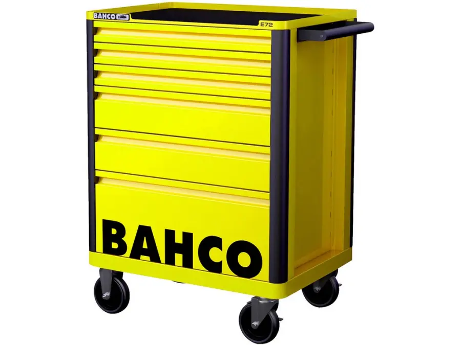 Robustní vozík s 6 zásuvkami s ochrannými nárazníky - žlutý - perforované boky pro přidání příslušenství