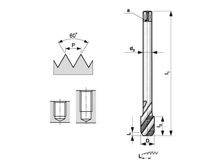 Závitníky strojní M HSSE TiN ISO2 (6H) šroubová drážka 35° DIN 374
