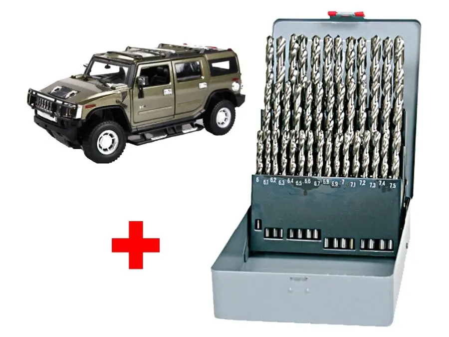 Sada vrtáků 41-dílná 6,00-10,00x0,1mm DIN338RNHSS Lesklá, kov + Model autíčka MZ Hummer H2 1:24