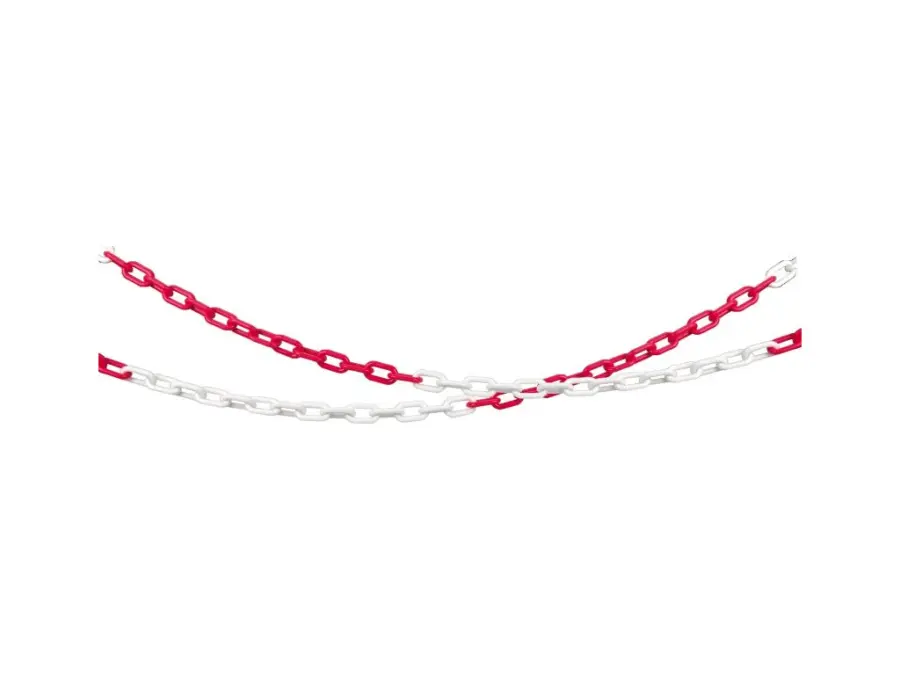 Řetěz PVC, červeno-bílý b1/25m