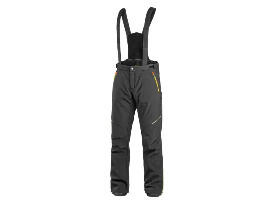 Kalhoty CXS TRENTON, zimní softshell, pánské, černé s HV žluto/oranžovými doplňky, vel. 46 b1/20