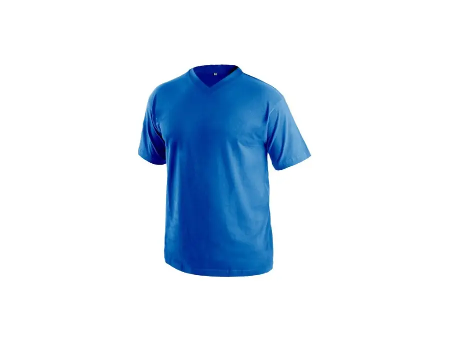 Tričko Dalton, výstřih do V, krátký rukáv, středně modrá, vel. 2XL