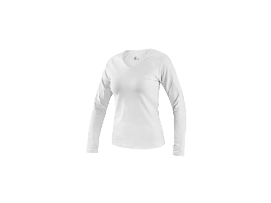 Tričko CXS MARY, dámské, výstřih do V, dlouhý rukáv, bílá, vel. XL