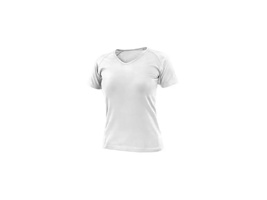 Tričko ELLA, dámské, výstřih do V, krátký rukáv, bílá, vel. XL