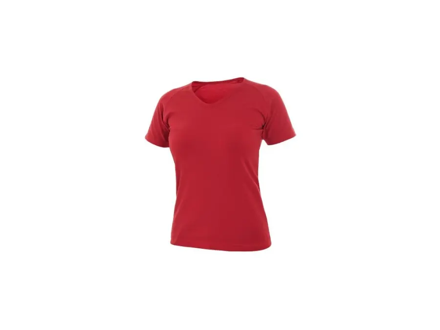 Tričko ELLA, dámské, výstřih do V, krátký rukáv, červená, vel. XS