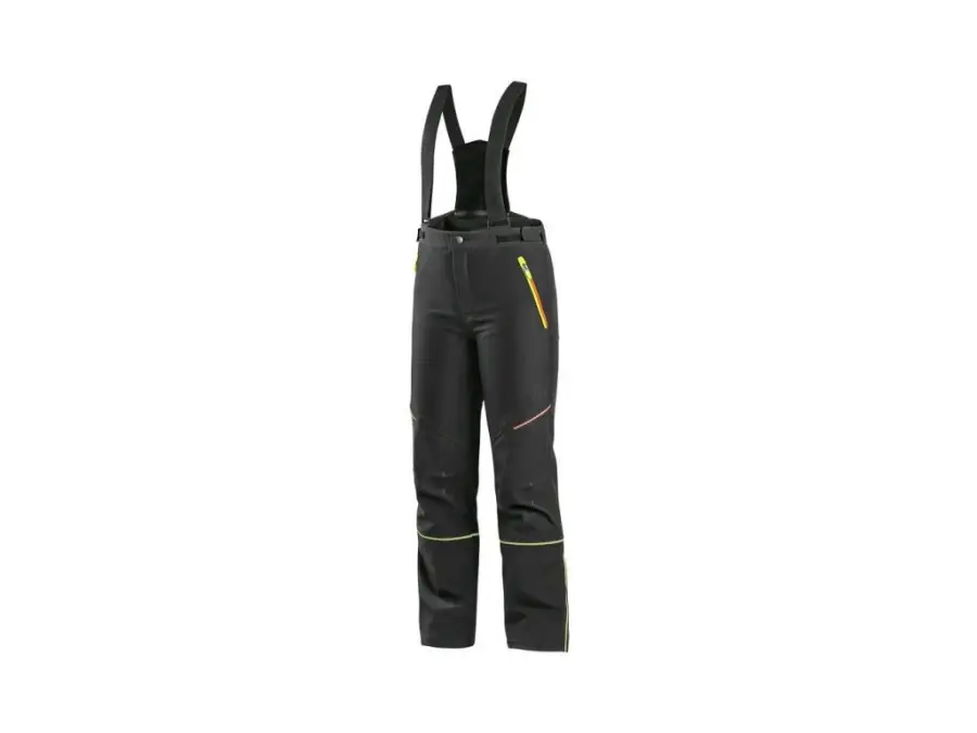 Kalhoty CXS TRENTON, zimní softsehll, dětské, černé s HV žluto/oranžové doplňky, vel. 12