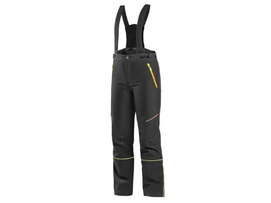 Kalhoty CXS TRENTON, zimní softshelll, dětské, černé s HV žluto/oranžové doplňky
