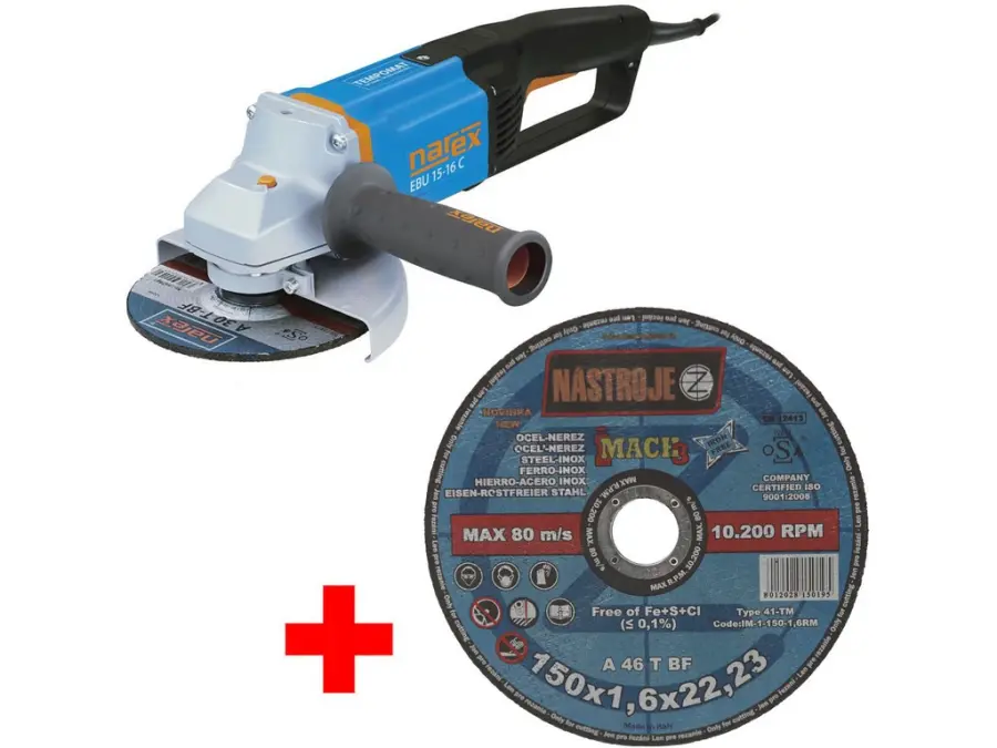EBU 15-16 C Úhlová bruska, 1 600 W, 150 mm NAREX + 50 kusů kotoučů iMACH3 NÁSTROJE CZ IM-1-150-1,6RM