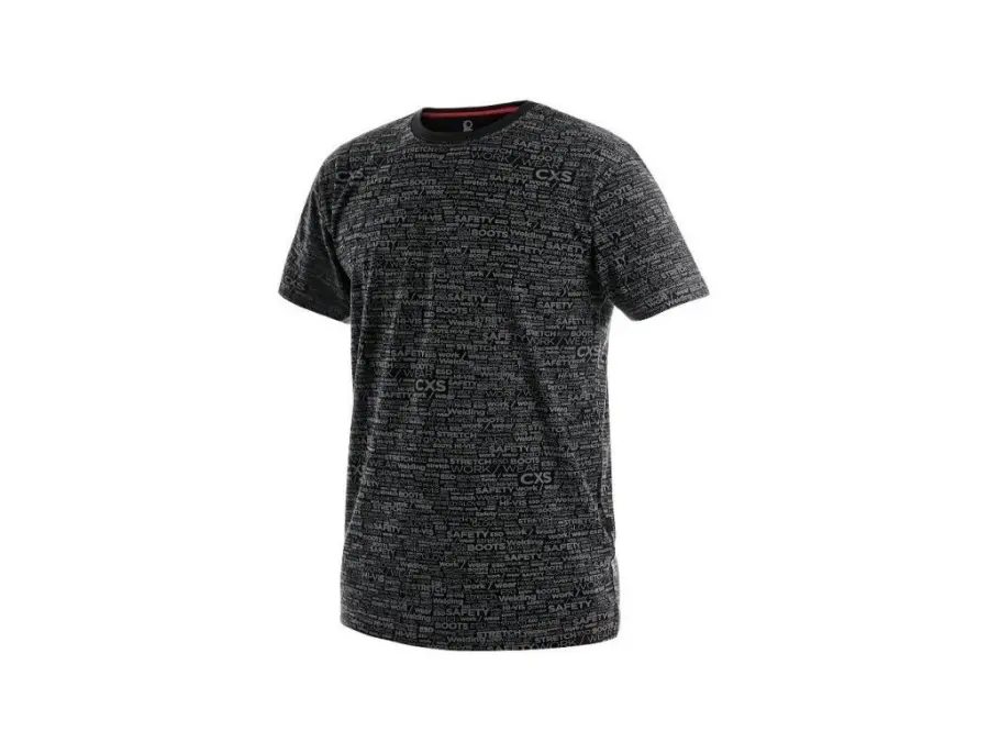Tričko DARREN, krátký rukáv, potisk CXS logo, černé, vel. 4XL