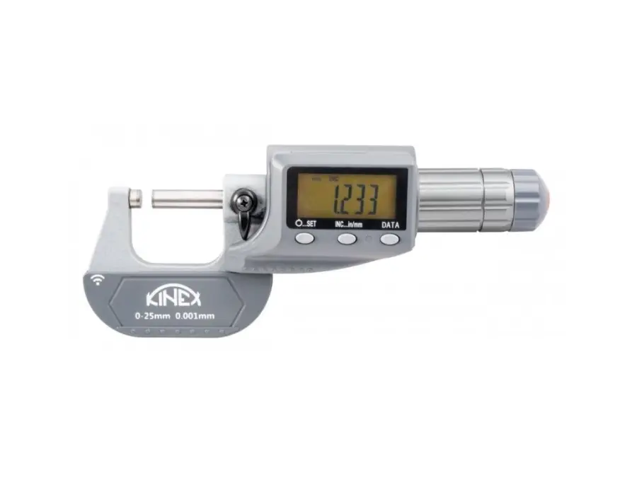 Digitální mikrometr třmenový KINEX BT 0-25mm, 0,001mm, DIN 863, IP65