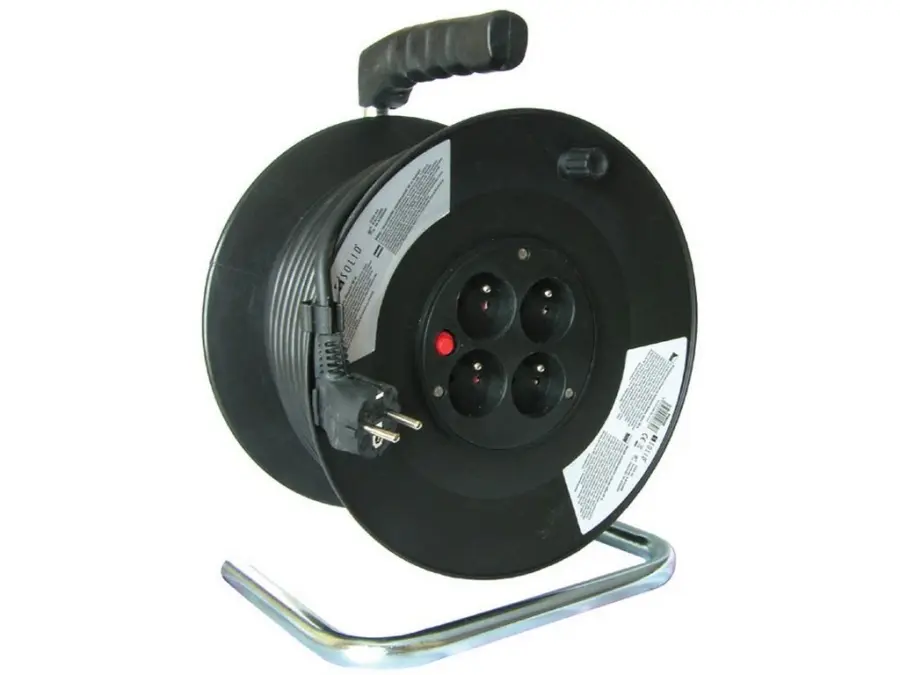 4z prodlužovací přívod - na bubnu, 50m, černý kabel, 3x 1,5mm2 b1