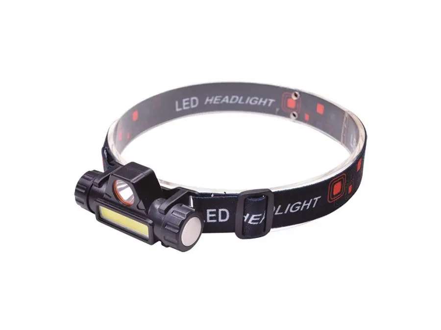 LED čelová nabíjecí svítilna, 3W + COB,150 + 60lm, Li-ion, USB b72