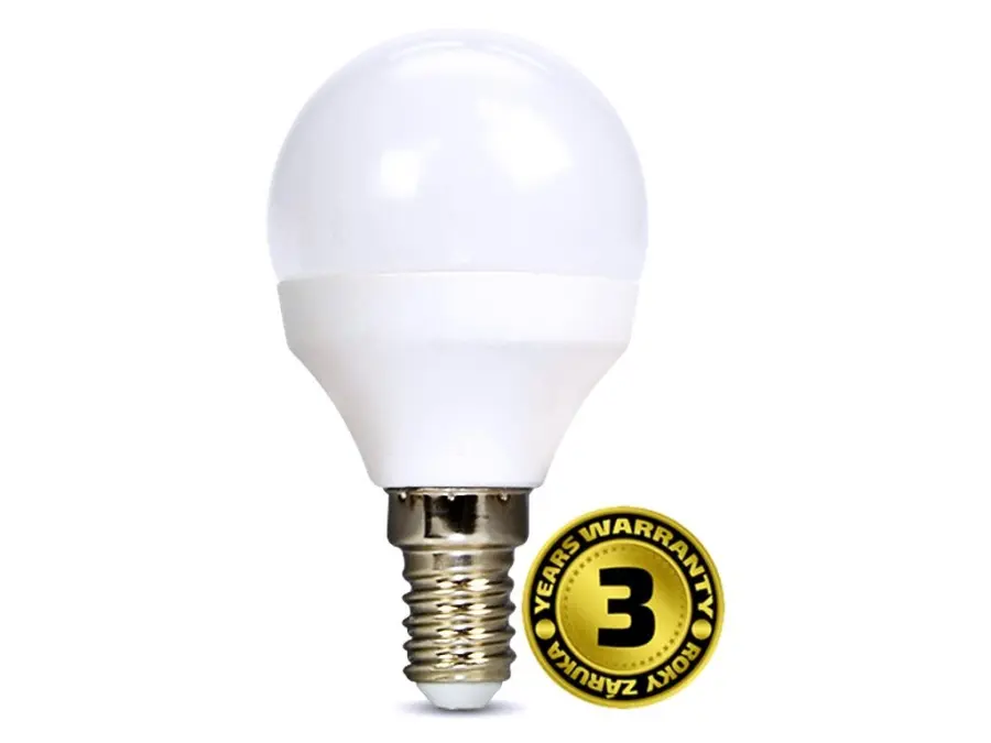 LED žárovka, miniglobe, 6W, E14, 4000K, 510lm, bílé provedení b100