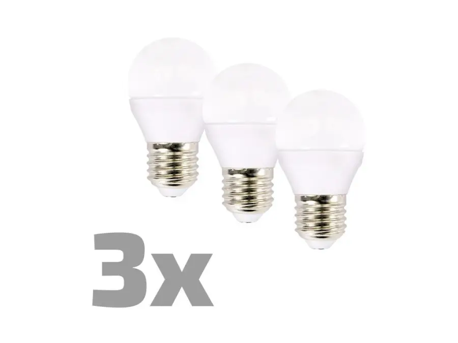 LED žárovka Ecolux 3-pack , miniglobe, 6W, E27, 3000K, 450lm, 3ks b40