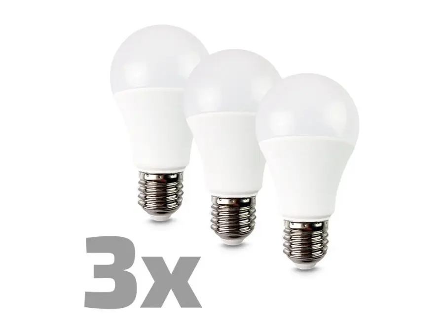 LED žárovka 3-pack, klasický tvar, 10W, E27, 3000K, 270°, 790lm, 3ks v balení b40