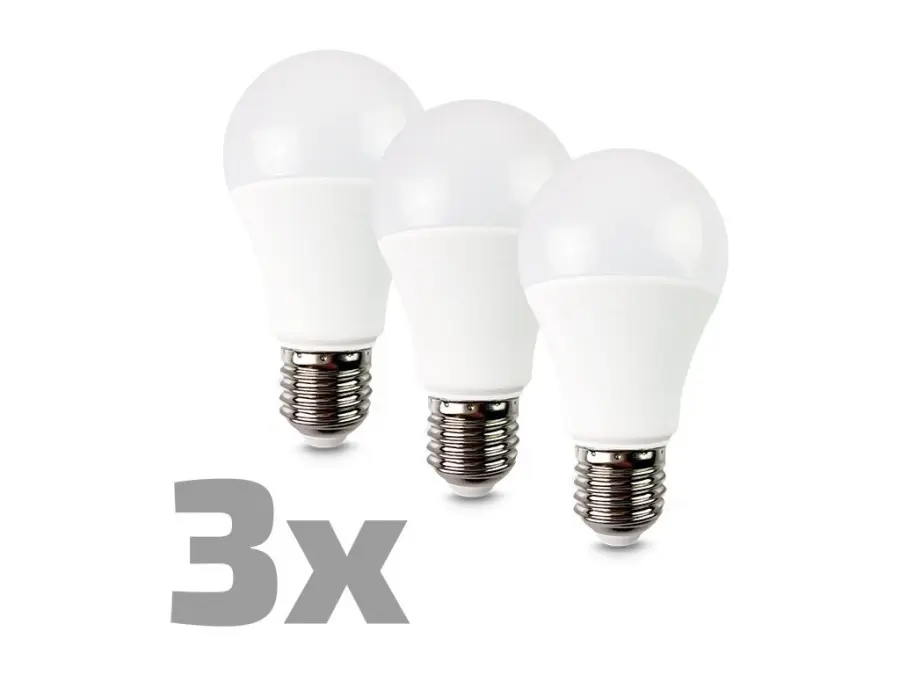 LED žárovka 3-pack, klasický tvar, 12W, E27, 3000K, 270°, 980lm, 3ks v balení b40
