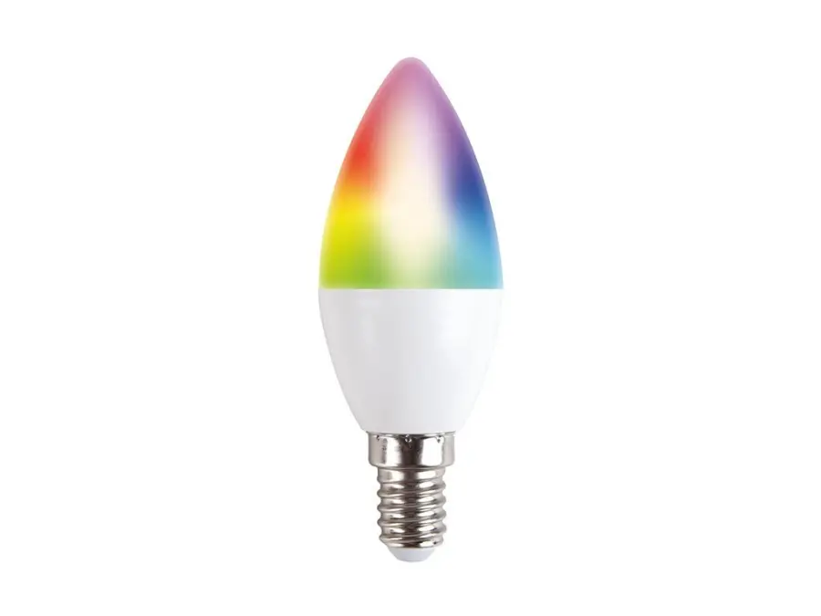 LED SMART WIFI žárovka, svíčka, 5W, E14, RGB, 425lm b100