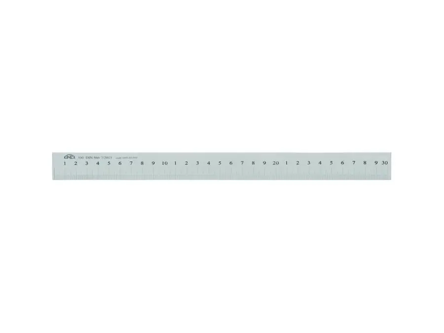 Měřítka NEREZ OCEL plochá s přesahem - popis laserem, DIN 866/A KINEX