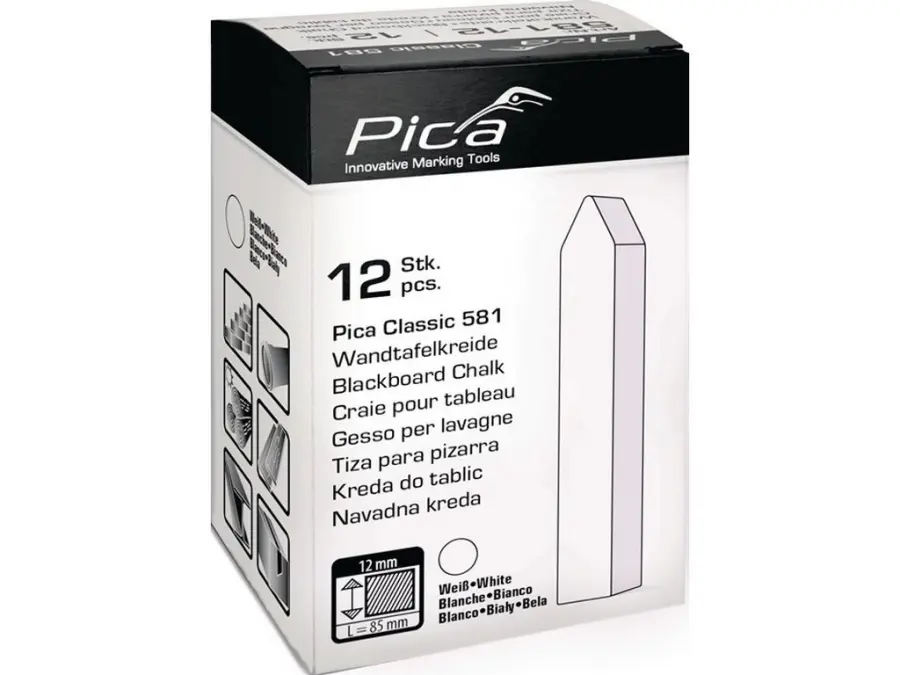 Křída Pica Classic bílá, 12x12x85mm (12 kusů / krabice)
