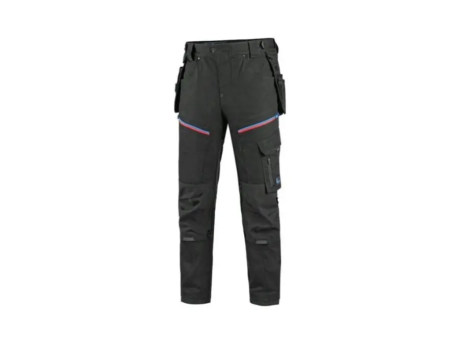 Kalhoty CXS LEONIS, pánské, černé s modro/červenými doplňky, vel. 50 b1/10