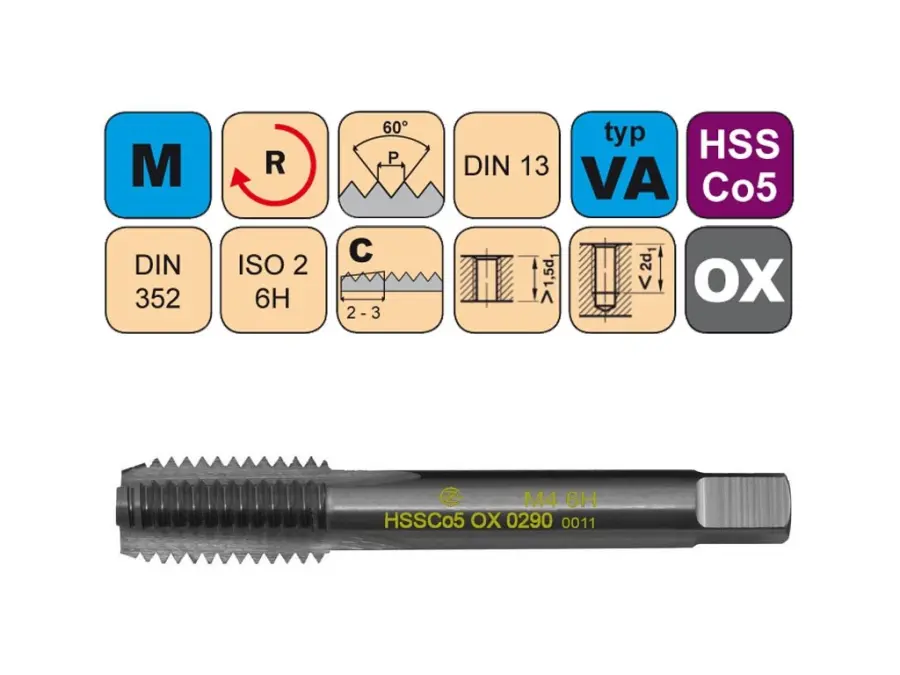 Sadový závitník M3x0,5 III ISO2 HSSCo5 OX DIN 352 - 0290