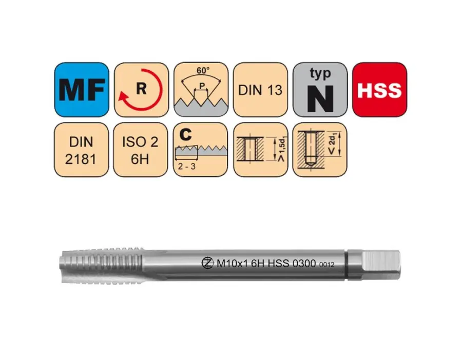 Sadový závitník M8x1 I ISO2 HSS DIN 2181 - 0300