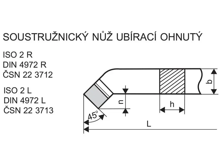 Soustružnický nůž ubírací ohnutý levý 20 x 20 S10