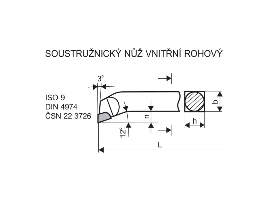 Soustružnický nůž vnitřní rohový 10 x 10 S20