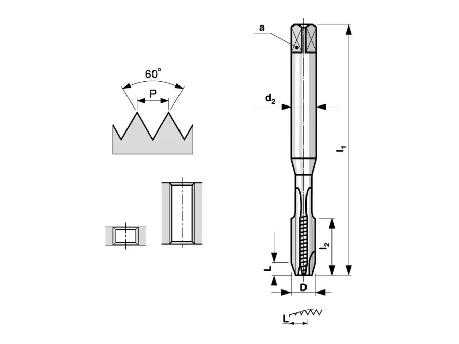 Strojní závitník M4x0,7 ISO2 ( 6H ) přímá drážka s lamačem třísek