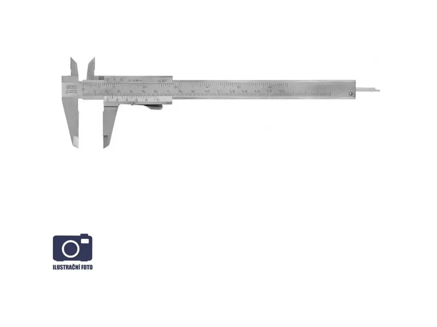 Měřítko posuvné analog 0-160/0,05mm, aretace tlačítkem, plochý hloubkoměr