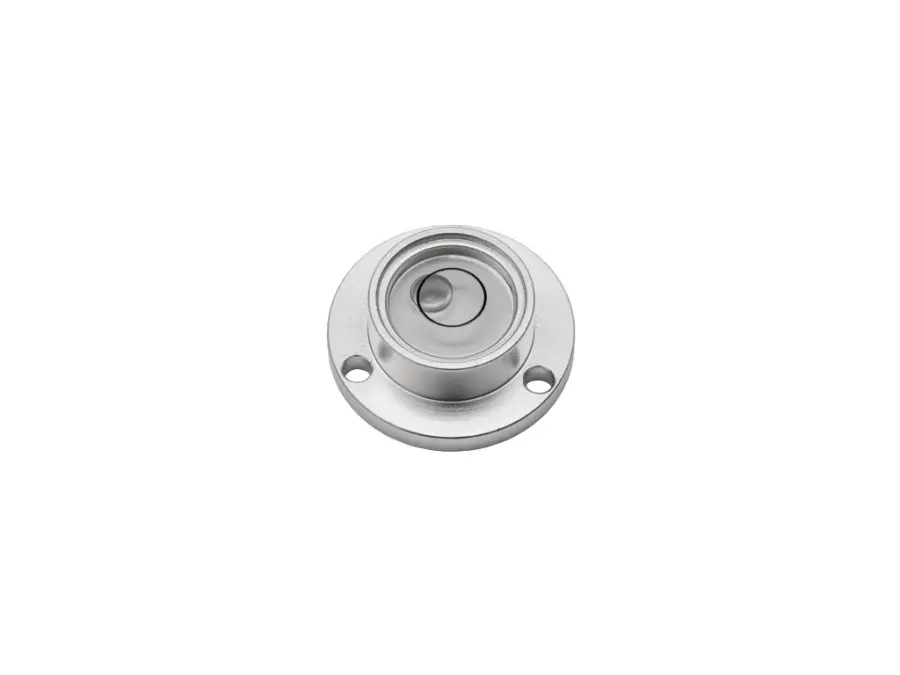 Kruhová libela s upevňovacími otvory stříbrná - hliník citlivost 5´-60´/2mm D30/20x11mm KINEX
