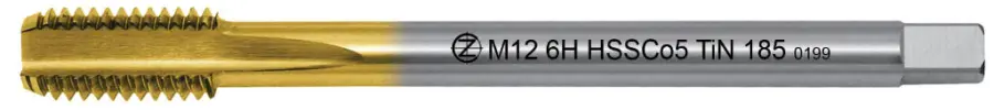 Závitník strojní M12x1,75 ISO2 (6H) HSSCo5 TiN přímá drážka DIN 376 - 185