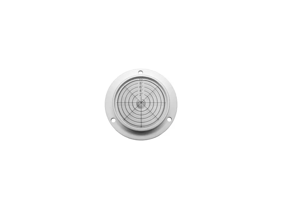Kruhová libela s upevňovacími otvory stříbrná - hliník rozsah měření +/-10° D80/62x15mm KINEX