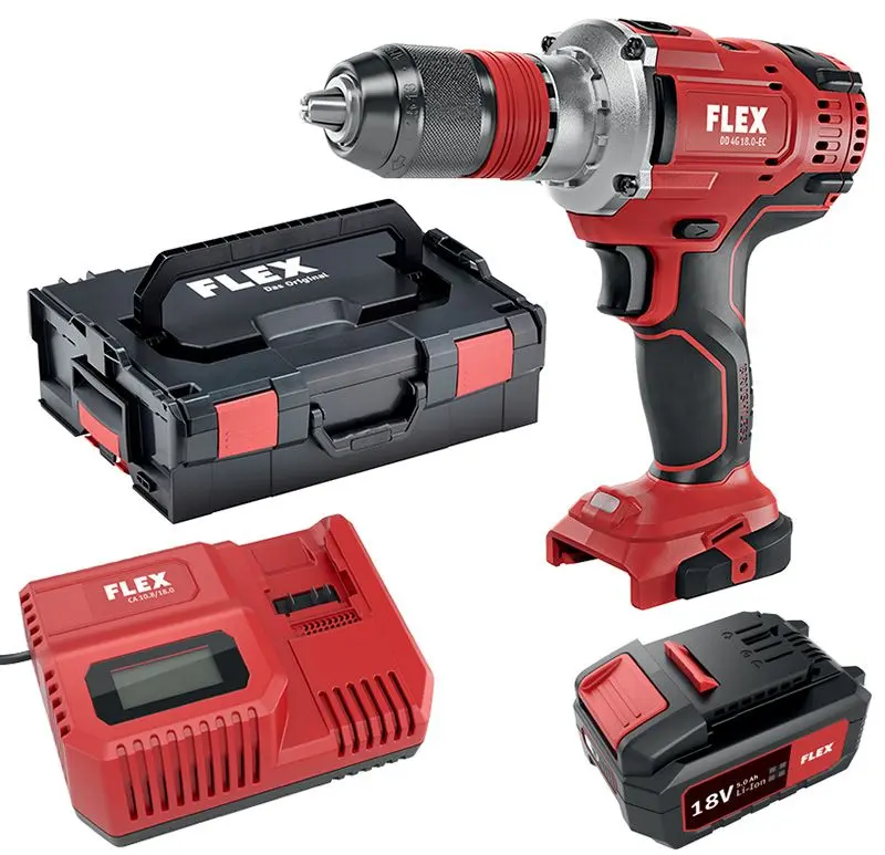 DD 4G 18.0 EC/5.0 SET Aku vrtačka 2x5.0Ah, rychlonabíječka + Sada vrtáků S338RGS a závitníků pro průch.záv.lam. DIN371(1500)+DIN376(3500)