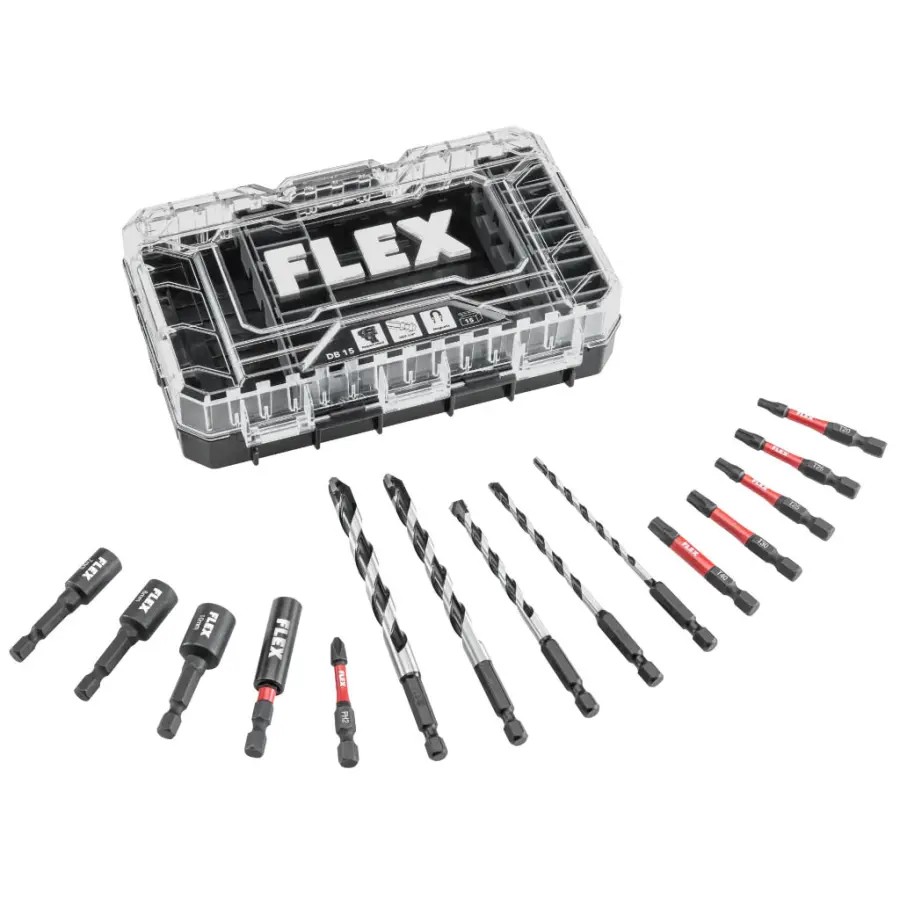 DB 15 Sada bitů/vrtáků - praktická sada v nárazuvzdorné, uzamykatelné krabičce