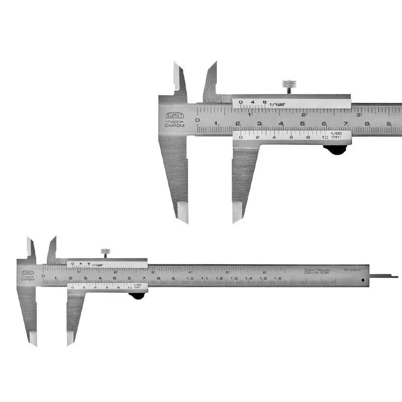 Měřítko posuvné analog 0-200/0,05mm, aretace tlačítkem, plochý hloubkoměr