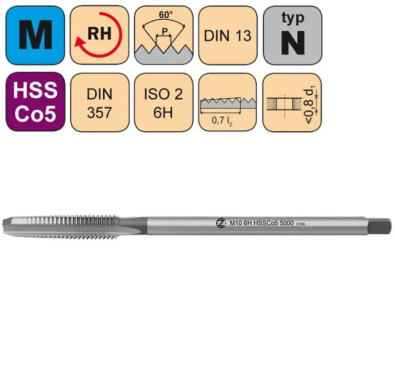 Závitníky maticové M HSSCo5 ISO2 DIN 357
