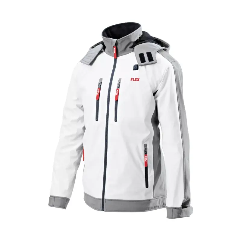 Aku-vyhřívaná bunda Sofshell TJ White 10.8/18.0 XS dámská + PS 10,8/18,0 aku adaptér /FlexPack/ FLEX