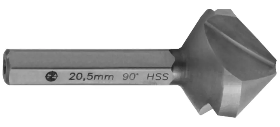 Záhlubník kuželový tříbřitý 90° D10,4 HSS - stopka bit 1/4