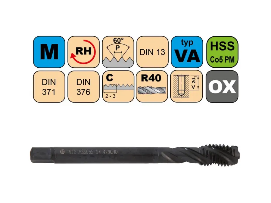 Závitník strojní M6x1 ISO2 HSSCo5 OX DIN 376 RSP35