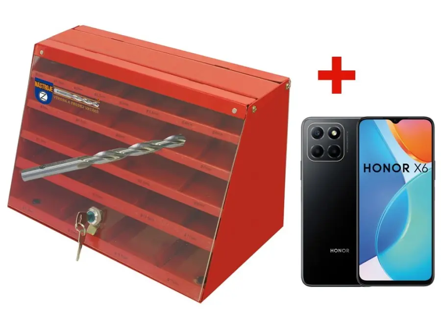 Prodejní box malý 1,00-13,00x0,5 DIN338RNHSS 205 kusů + Mobilní telefon Honor X6 4GB/64GB černý
