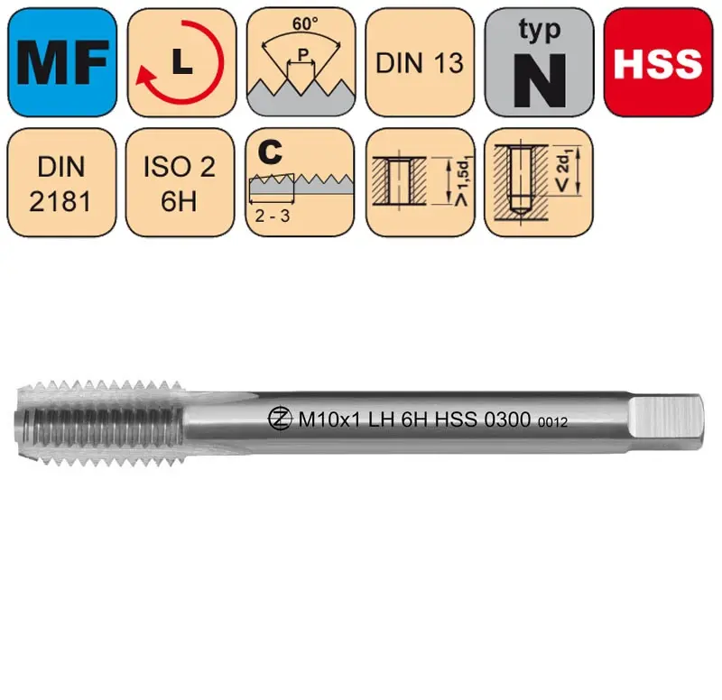 Závitník sadový M6x0,75 III ISO2 HSS DIN 2181 Levý - 3000L